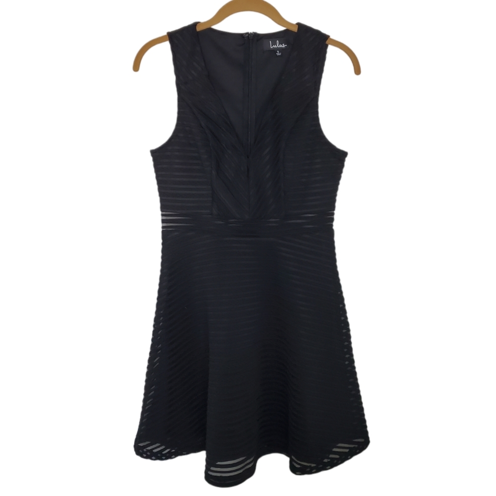Lulus Dress Black Ribbed Sleeveless Flirty Fit and Flare Waist Detail Sz S - Picture 11 of 14